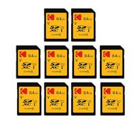 Kodak 64GB 10-Pack SDXC Card, UHS-I U1 V10 Premium, up to 85MB/s Read Speed, for Full HD Video and High-Resolution Pictures, Compatible with SDXC Standard (10-Pack)