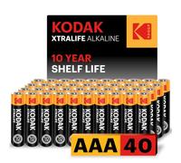Kodak Xtralife 40 Pack of AAA Alkaline Batteries with a 10-Year Shelf Life, Each Battery is Ideal for High-Drain and Low-Drain Electronic Devices, Easy Storage Cardboard Carton, Power Christmas Toys