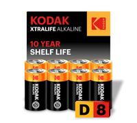 KODAK D Cell Alkaline Batteries (8 Pack) D Size Battery, LR20 1.5V