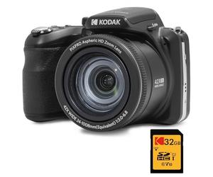 KODAK Digital Bridge Pack Pixpro Astro Zoom AZ425 + 32GB SDHC Card - 20MP Camera, 42X Zoom, Wide Angle, 3" LCD Screen, Full HD 1080p Video, Li-ion Battery - Black