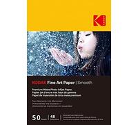 KODAK Fine Art Paper - Matte Photo Paper, Pack of 50 Sheets, 180 g/m², A6 Size (10 x 15 cm), Smooth Inkjet Print, Premium Quality