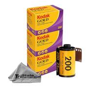Kodak Gold 200 35mm Color Negative Film (3-Pack) - 24 Exposures per Roll, ISO 200, Daylight-Balanced Print Film + TSC Microfiber Cloth