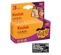 Kodak Gold 200 Color Negative Film (35mm Roll Film, 24 Exposures) - 3-Pack with Microfiber Cleaning Cloth
