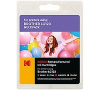 Kodak LC-123 Compatible with Brother Ink Cartridge Black, Cyan, Magenta, Yellow Multipack 4 Packs of 41 ml