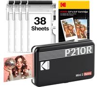 KODAK Mini 2 Retro 4PASS Portable Photo Printer Black with 38 Sheets Bundle