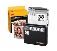 KODAK Mini 3 Retro 3x3 Portable Photo Printer, 4PASS, 38 Sheets, Black
