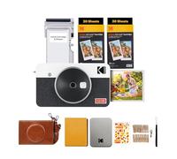 KODAK Mini Shot 2 Retro 4PASS 2-in-1 Instant Camera and Photo Printer (2.1x3.4 inches) + Initial 8 Sheets + 60 Sheets Gift Bundle, White