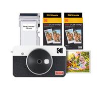 KODAK Mini Shot 2 Retro 4Pass 2-in-1 Instant Camera and Photo Printer (5.3 x 8.6 cm) + Initial 8 Sheets + 60 Sheets Bundle, White