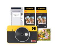 KODAK Mini Shot 2 Retro 4Pass 2-in-1 Instant Camera and Photo Printer (5.3 x 8.6 cm) + Initial 8 Sheets + 60 Sheets Bundle, Yellow