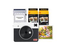 KODAK Mini Shot 3 Retro 4PASS 2-in-1 Instant Camera and Portable Photo Printer (7.6 x 7.6 cm) plus Package with 68 Sheets, White