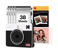KODAK Mini Shot 3 Retro 4PASS 2-in-1 Instant Camera and Portable Photo Printer (7.6 x 7.6 cm) plus Package with 38 Sheets, White