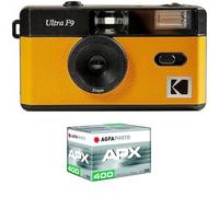 KODAK Pack F9 Silver + 400 ASA Film - Yellow Rechargeable Camera, Fixed Wide Angle Lens, Optical Viewfinder, Built-in Flash + APX 00 Film, 36 Poses