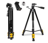 KODAK PhotoGear 62" Lightweight Tripod | Compact 3-Section Flip-Lock Aluminum Tripod Adjusts 22”-62”, QuickRelease Plate, Smartphone Adapter & 1/4” to 3/8” Screw, Bubble Level, Carry Case, E-Guide