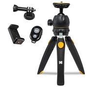 KODAK PhotoGear Mini Adjustable Tripod with Remote, 360° Ball Head, Compact 9” Tabletop Tripod,11” Selfie Stick, 5-Position Legs, Rubber Feet, Smartphone & Action Camera Adapters, E-Guide Included , Black