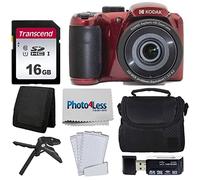 Kodak PIXPRO AZ255 Digital Camera (Red) + Point & Shoot Camera Case + Transcend 16GB Memory Card + USB Card Reader + Table Tripod + Accessories