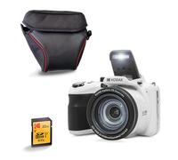 KODAK Pixpro AZ425 20MP Bridge Camera with 42x Optical Zoom + Protective Case + 32GB SD Card - Full HD 1080P Video, 24mm Wide Angle, Stabilizer, 3" LCD Screen - White