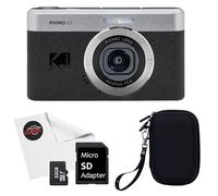 Kodak Pixpro C1 Digital Camera Black with 32GB Micro SD Card, Clamshell Carrying Case + Clickoze Microfiber Lens Cloth