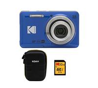 KODAK PIXPRO Friendly Zoom FZ55-BL 16MP Digital Camera with 5X Optical Zoom 28mm Wide Angle and 2.7" LCD Screen (Blue) Bundle with Protective Case, 32GB Memory Card (3 Items)