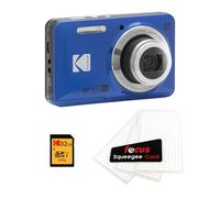 Kodak PIXPRO Friendly Zoom FZ55 Digital Camera (Blue) Bundle with 32GB Memory Card and Digital Camera LCD Screen Protectors (3 Items)