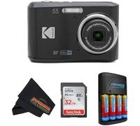 KODAK PIXPRO FZ45 16MP CMOS Sensor Digital Camera 5X Optical Zoom with Sunshine Photo Microfiber Cleaning Cloth (Basic Bundle, Black)