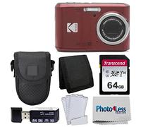 Kodak PIXPRO FZ45 Digital Camera + Case + 64GB SD Card + Wallet + USB Card Reader (Red)
