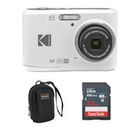 Kodak PIXPRO FZ45 Friendly Zoom 16MP Full HD Digital Camera, White, Bundle with 32GB Memory Card and Camera Bag