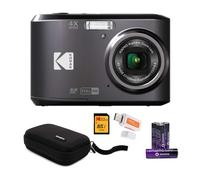 Kodak PIXPRO FZ45 Friendly Zoom Digital Camera (Black) Bundle with 32GB Memory Card, Travel Organizer and Storage Case, Alkaline Batteries, and SD Reader (5 Items)