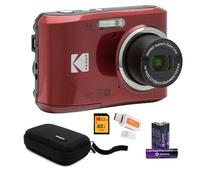 Kodak PIXPRO FZ45 Friendly Zoom Digital Camera (Red) Bundle with 32GB Memory Card, Travel Organizer and Storage Case, Alkaline Batteries, and SD Reader (5 Items)