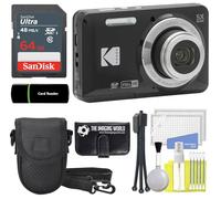 KODAK PIXPRO FZ55 16MP Black Digital Camera, 5x28mm Optical Zoom, 1080P Wide Angle, 2.7" Full HD LCD Camera, 64GB Card & Reader, Case + Memory Wallet + Tripod