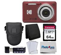 Kodak PIXPRO FZ55 Digital Camera (Red) + Black Point & Shoot Camera Case + Transcend 64GB SD Memory Card + Tri-fold Memory Card Wallet + Hi-Speed SD USB Card Reader + More!