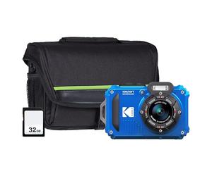 Kodak PIXPRO WPZ2 Camera inc Shoulder Bag with Compartment & 32GB MicroSD - Blue