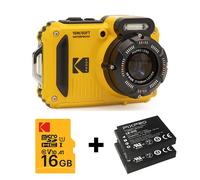 KODAK Pixpro WPZ2 Pack + 2 Batteries + 1 SD Card - 16M Pixel Compact Digital Camera, Waterproof to 15m, Shockproof, 720p Video, 2.7" LCD Screen - Li-ion Battery - Yellow