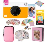 KODAK Printomatic Full-Color Instant Print Camera Gift Bundle + Soft Case + Zink 2x3" Sticky Back Photo Paper 20pk + Album + Sticker Sets + Sticker Frames + Hanging Frames + Markers, Fun Gift - Yellow