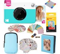 KODAK Printomatic Full-Color Instant Print Camera Gift Bundle + Soft Case + Zink 2x3" Sticky Back Photo Paper 20pk + Album + Sticker Sets + Sticker Frames + Markers + Hanging Frames, Fun Gift - Blue