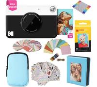 KODAK Printomatic Full-Color Instant Print Camera Gift Bundle + Soft Case + Zink 2x3" Sticky Back Photo Paper 20pk + Album + Sticker Sets + Sticker Frames + Markers + Hanging Frames, Fun Gift - Black