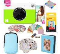 KODAK Printomatic Full-Color Instant Print Camera Gift Bundle + Soft Case + Zink 2x3" Sticky Back Photo Paper 20pk + Album + Sticker Sets + Sticker Frames + Markers + Hanging Frames, Fun Gift - Green