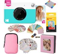 KODAK Printomatic Full-Color Instant Print Camera Gift Bundle + Soft Case + Zink 2x3" Sticky Back Photo Paper 20pk + Album + Sticker Sets + Sticker Frames + Hanging Frames + Markers, Fun Gift - Blue