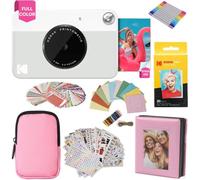 KODAK Printomatic Full-Color Instant Print Camera Gift Bundle + Soft Case + Zink 2x3" Sticky Back Photo Paper 20pk + Album + Sticker Sets + Sticker Frames + Hanging Frames + Markers, Fun Gift - Grey