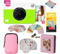 KODAK Printomatic Full-Color Instant Print Camera Gift Bundle + Soft Case + Zink 2x3" Sticky Back Photo Paper 20pk + Album + Sticker Sets + Sticker Frames + Hanging Frames + Markers, Fun Gift - Green