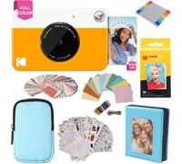KODAK Printomatic Full-Color Instant Print Camera Gift Bundle + Soft Case + Zink 2x3" Sticky Back Photo Paper 20pk + Album + Sticker Sets + Sticker Frames + Markers + Hanging Frames, Fun Gift - Yellow