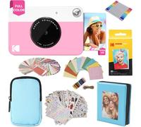 KODAK Printomatic Full-Color Instant Print Camera Gift Bundle + Soft Case + Zink 2x3" Sticky Back Photo Paper 20pk + Album + Sticker Sets + Sticker Frames + Markers + Hanging Frames, Fun Gift - Pink