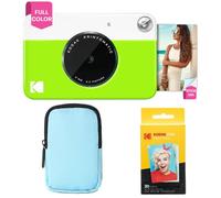 KODAK Printomatic Full-Color Instant Print Camera Starter Bundle + Soft Case + Zink 20 pack Photo Paper - Colorful Photos On 2x3" Sticky-Back Paper - Fun Gift for Birthday Christmas Holiday - Green