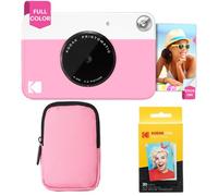 KODAK Printomatic Full-Color Instant Print Camera Starter Bundle + Soft Case + Zink 20pk Photo Paper - Colorful Photos On 2x3" Sticky-Back Paper - Fun Gift for Birthday Christmas Holiday - Pink