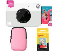 KODAK Printomatic Full-Color Instant Print Camera Starter Bundle + Soft Case + Zink 20pk Photo Paper - Colorful Photos On 2x3" Sticky-Back Paper - Fun Gift for Birthday Christmas Holiday - Grey