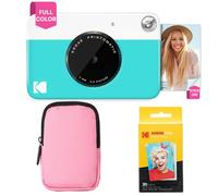 KODAK Printomatic Full-Color Instant Print Camera Starter Bundle + Soft Case + Zink 20pk Photo Paper - Colorful Photos On 2x3" Sticky-Back Paper - Fun Gift for Birthday Christmas Holiday - Blue