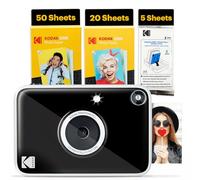 Kodak Printomatic+ Full-Color Instant Print Digital Camera, Zink 2x3" (5.1x7.5 cm) Sticky-Back Photo Paper, 5MP, Portable, Creative Fun Gift for Birthday, Christmas, Holiday, Black, 75 Sheets Bundle