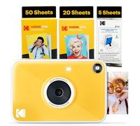 Kodak Printomatic+ Full-Color Instant Print Digital Camera, Zink 2x3" (5.1x7.5 cm) Sticky-Back Photo Paper, 5MP, Portable, Creative Fun Gift for Birthday, Christmas, Holiday, Yellow, 75 Sheets Bundle