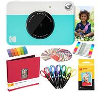 KODAK Printomatic Instant Camera (Blue) Art Kit Zink Paper (20 Sheets) + Scrapbook + Markers + Stickers + Scissors + Washi Tape