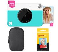 KODAK Printomatic Instant Camera (Blue) Basic Bundle + Zink Paper (20 Sheets) + Deluxe Case + Comfortable Neck Strap