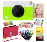 KODAK Printomatic Instant Camera (Green) Art Kit Zink Paper (20 Sheets) + Scrapbook + Markers + Stickers + Scissors + Washi Tape